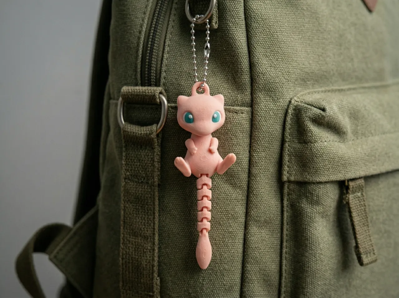 Little mew flexi tail keychain view 2