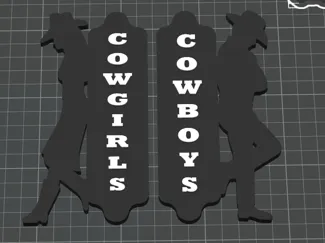 Toilet sign Cowboy and Cowgirl