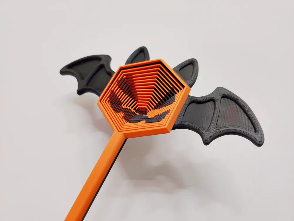 Halloween Bat Pumpkin Face - Fidget Sound Prop Stick - Free 3D Print ...
