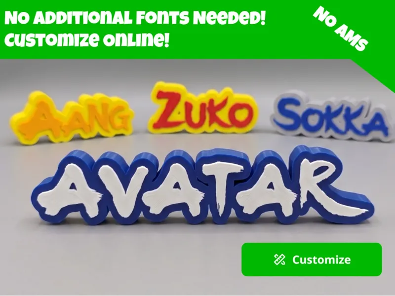Avatar The Last Airbender Style Name Sign Stand