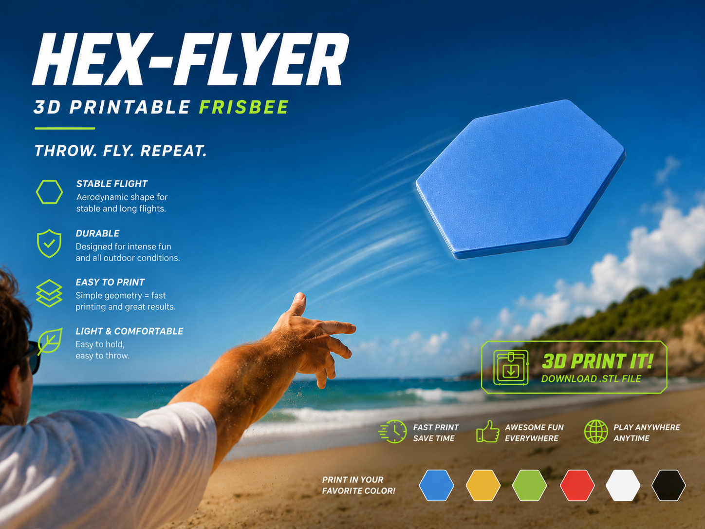 HEX-FLYER – 3D Printable Flying Disc