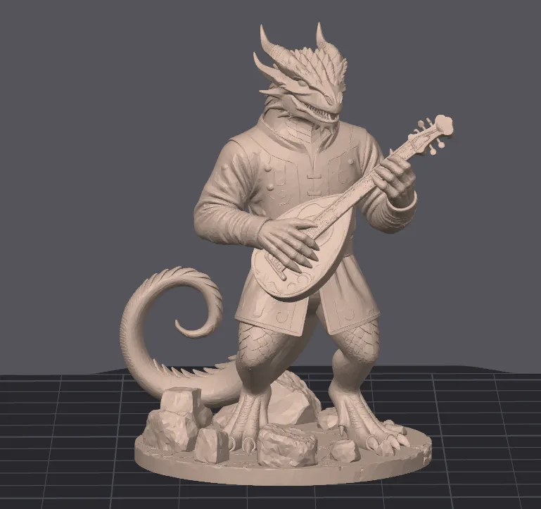 Dragonborn Bard Miniature - Free 3D Print Model - MakerWorld