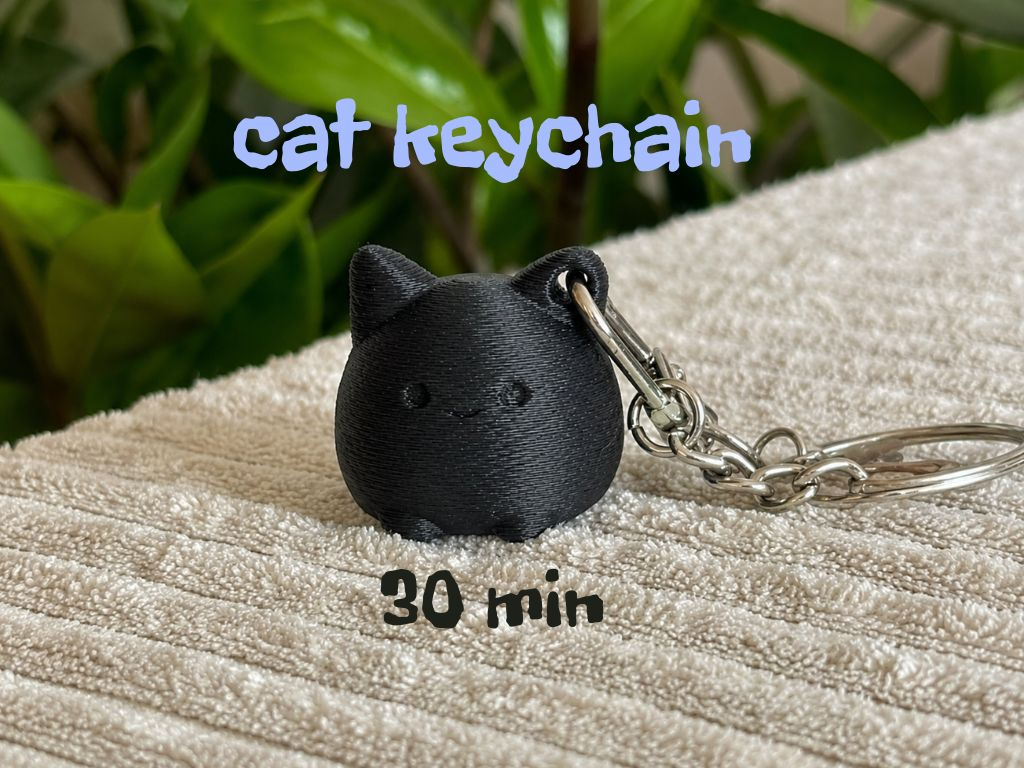 Chubby Cat Keychain - fuzzy charm figurine