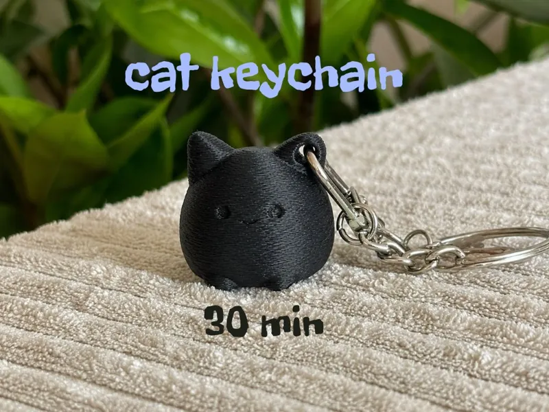 Chubby Cat Keychain - fuzzy charm figurine