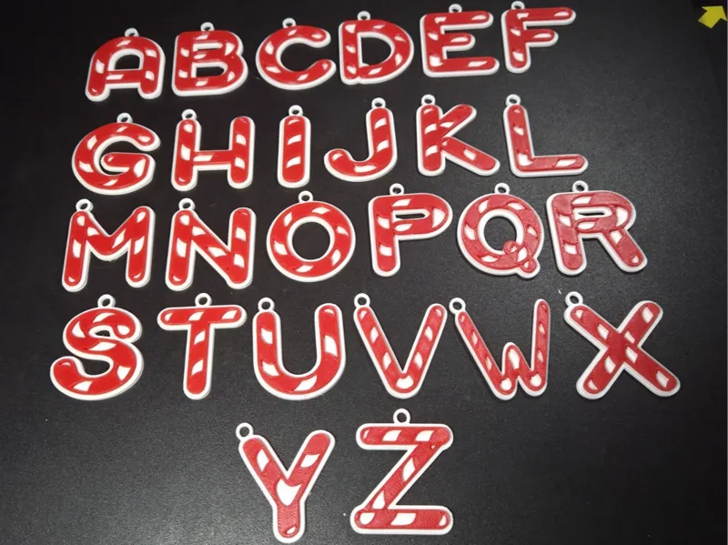 Christmas Candy cane Alphabet keychains