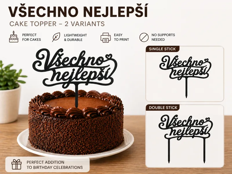 Všechno nejlepší Cake Topper (2 Variants) CZ 