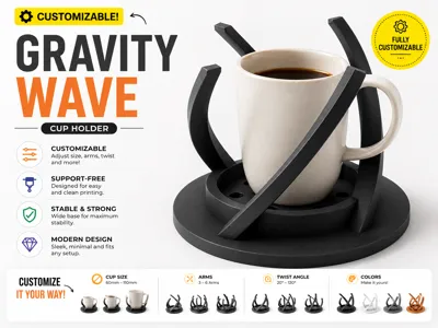 Gravity Wave Cup Holder - Customizable