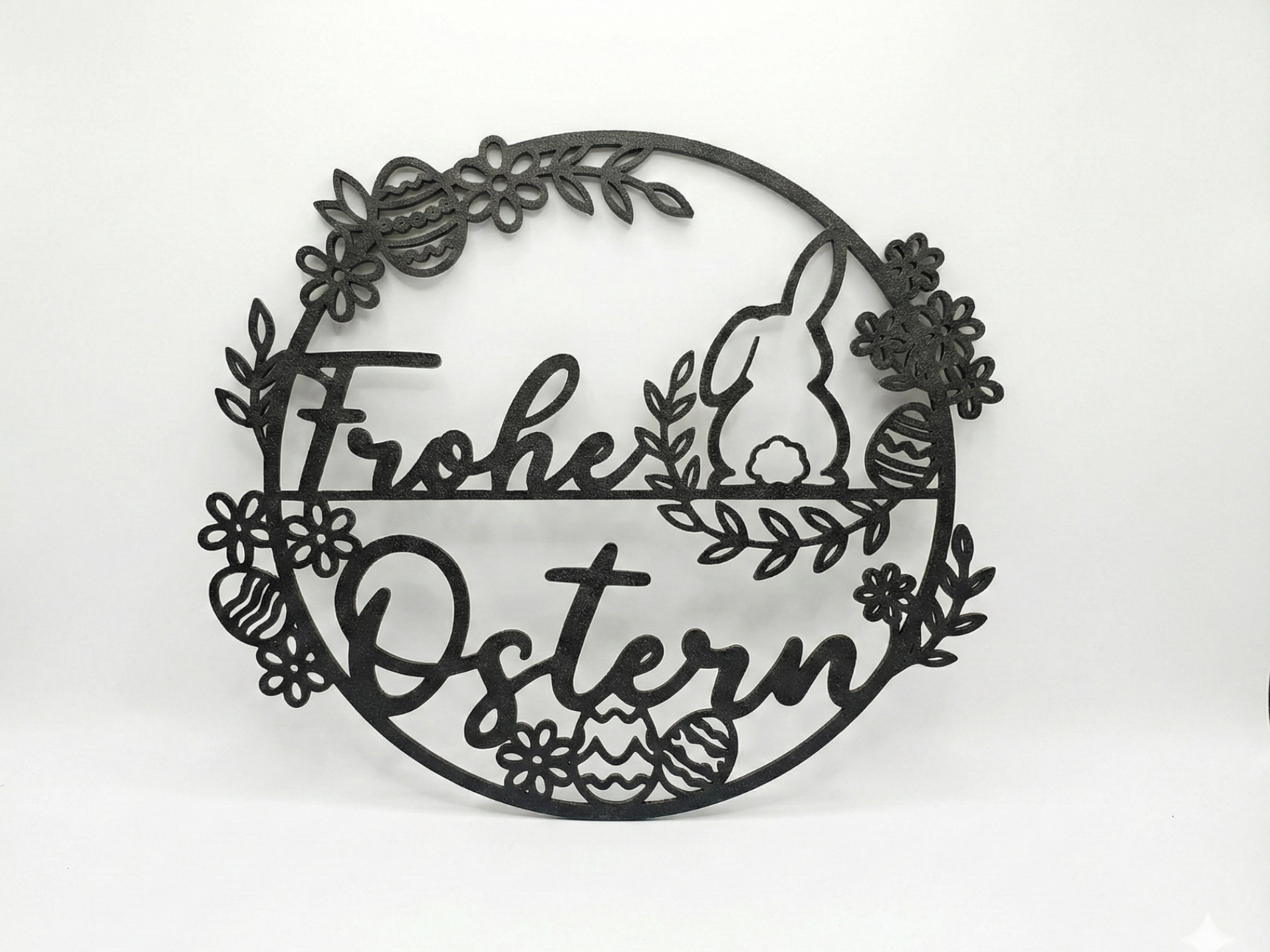 Frohe Ostern Türkranz mit Hase & Eiern & Blumen 