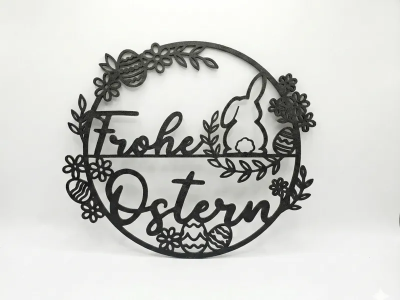 Frohe Ostern Türkranz mit Hase & Eiern & Blumen 