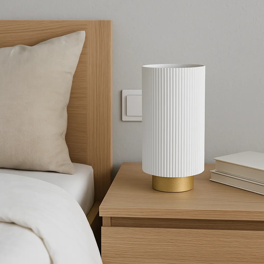 Lampada Da Comodino LED Con Paralume In PLA Stampa 3D - Dimmerabile 3 Colori 9 Luminosità - Base In Legno - USB - 2