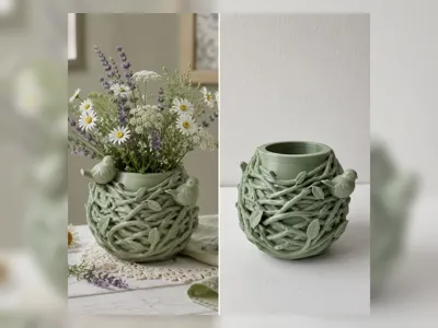 Sage Woven Basket Vase