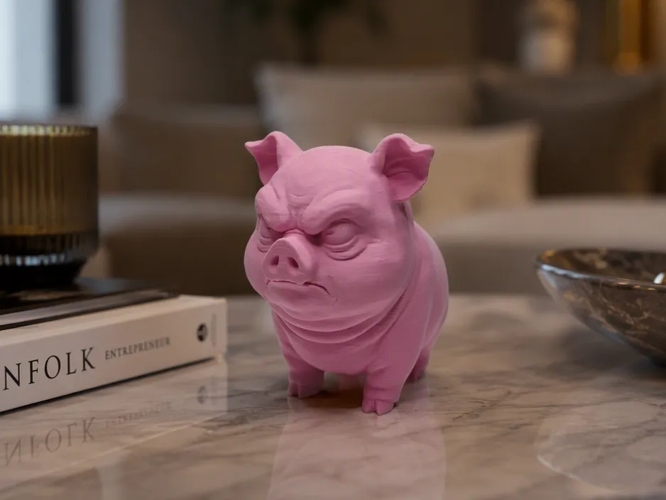 Escenografía en miniatura: Grummelschwein "Schnauzenzorn" mit finsterem Blick. Referencia del modelo original.