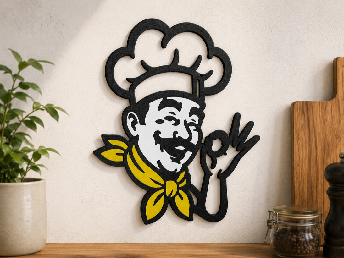 3D Wall Decoration – Smiling Chef "OK"| Multicolor
