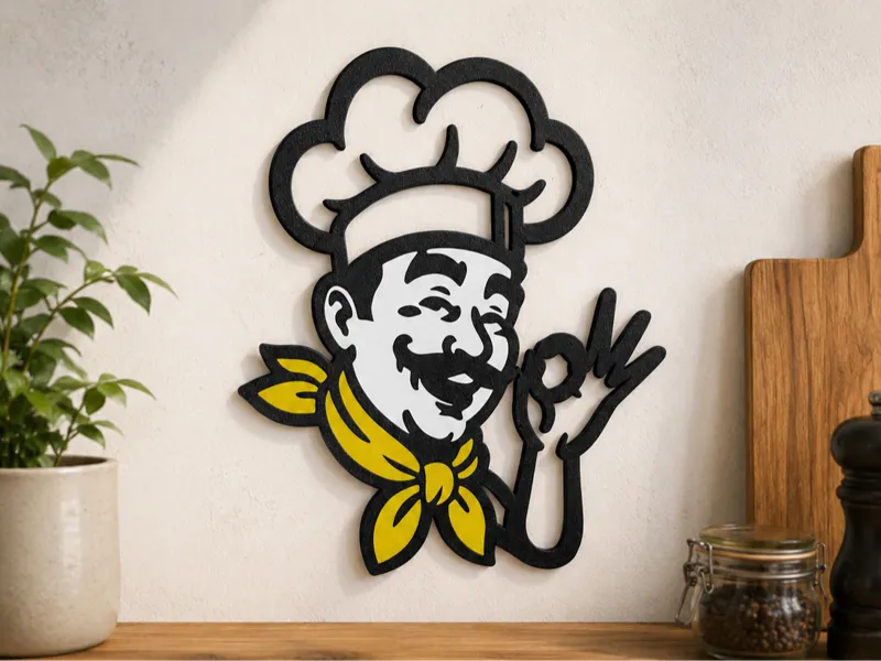 3D Wall Decoration – Smiling Chef "OK"| Multicolor