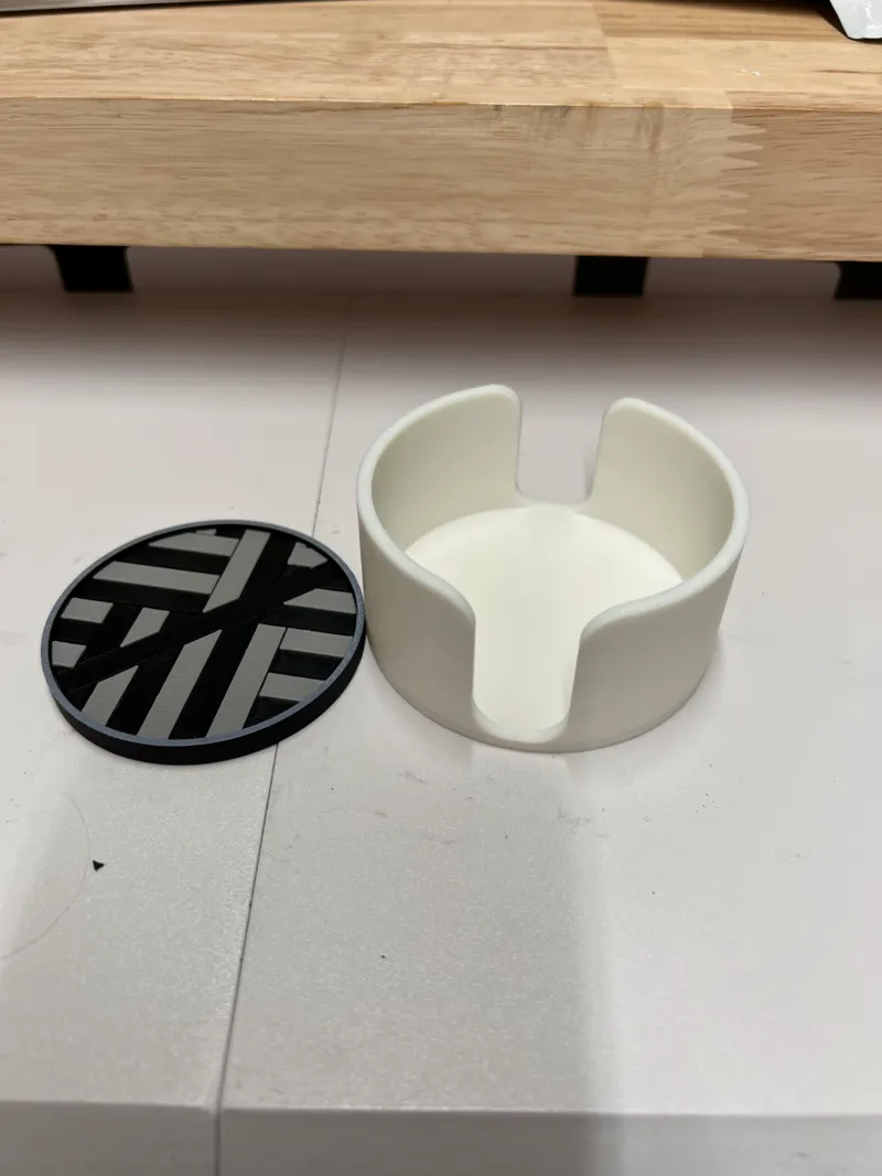 Wood Plank Coaster w/ Holder
