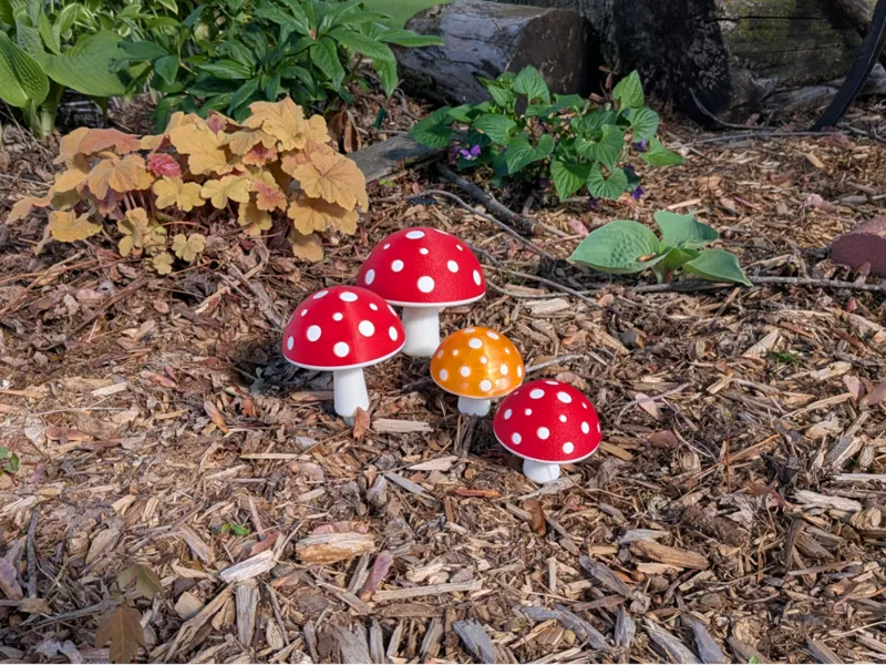 Mushroom container for rabbit/deer repellent balls