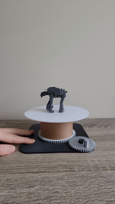 Rotating Photo Display Stand - Recycled Spool