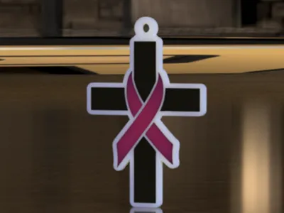 Cross with Ribbon Easy to change colors in slicer