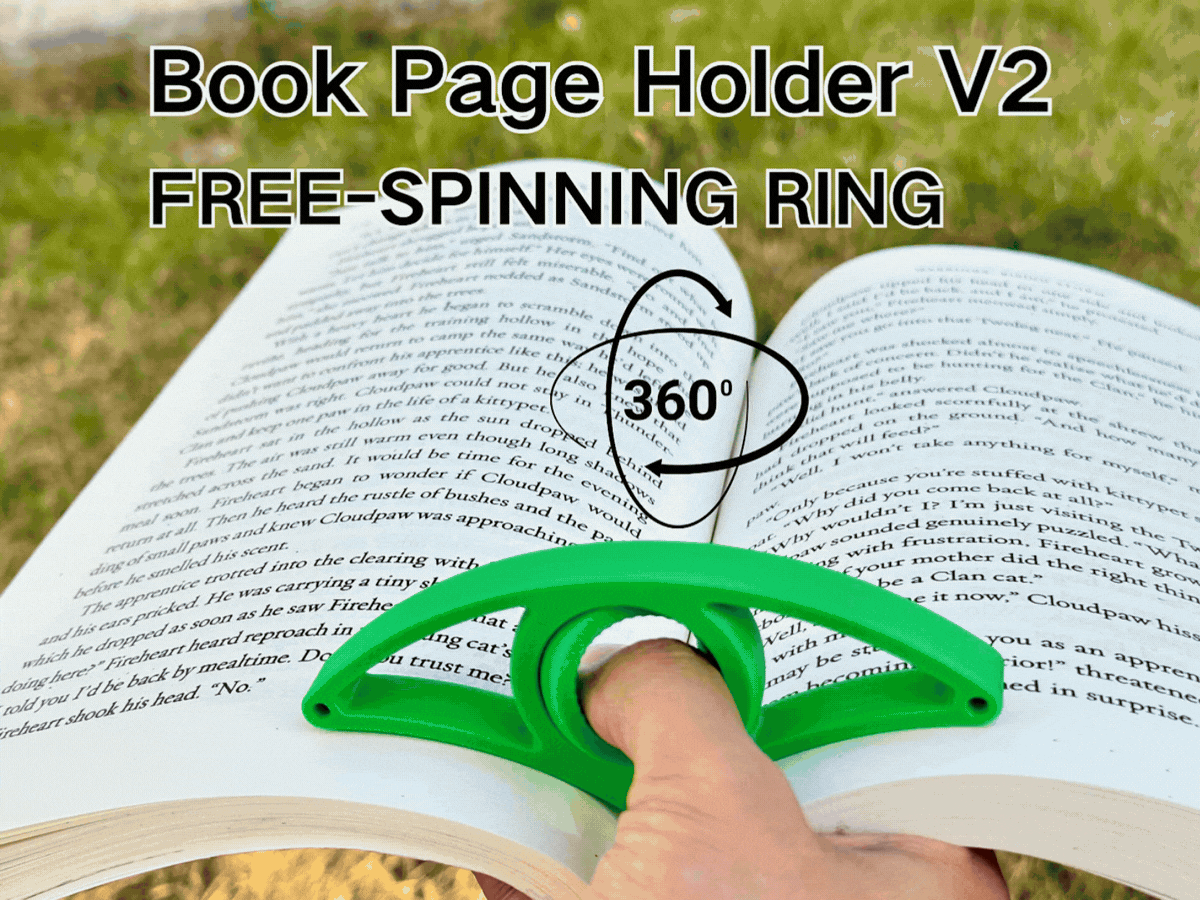 Book Page Holder V2 – 360° Rotating Thumb Grip