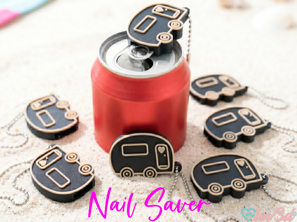 Retro Caravan Can Opener & Nail Saver Keychain