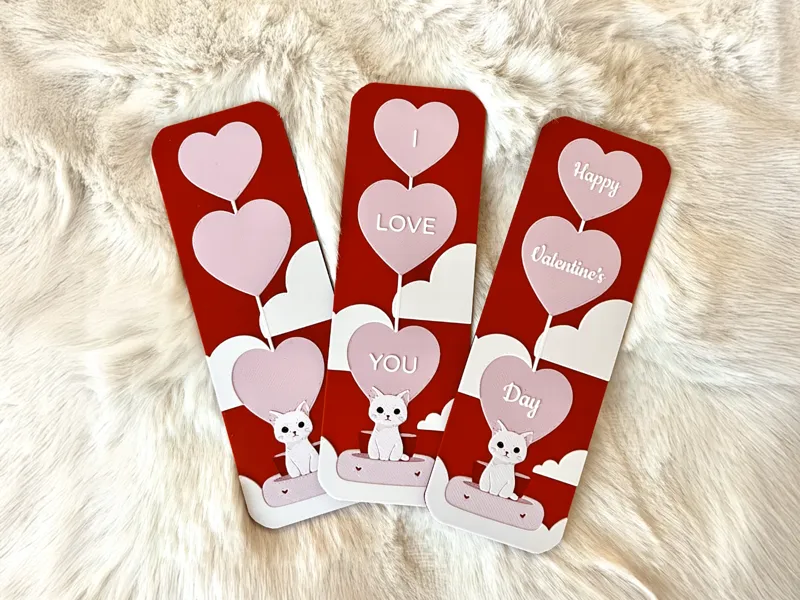 Valentine's Cat on Clouds Bookmark (AMS / NO AMS)