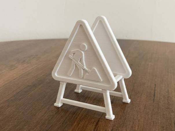 Road Works Sign - Decorative Construction Model