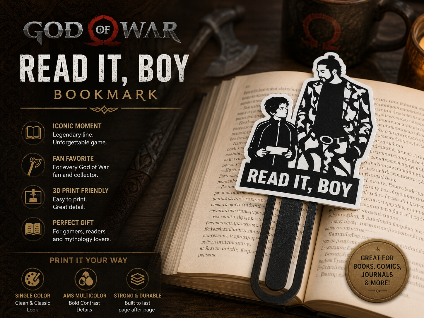 READ IT, BOY! - God of War Inspired Bookmark
