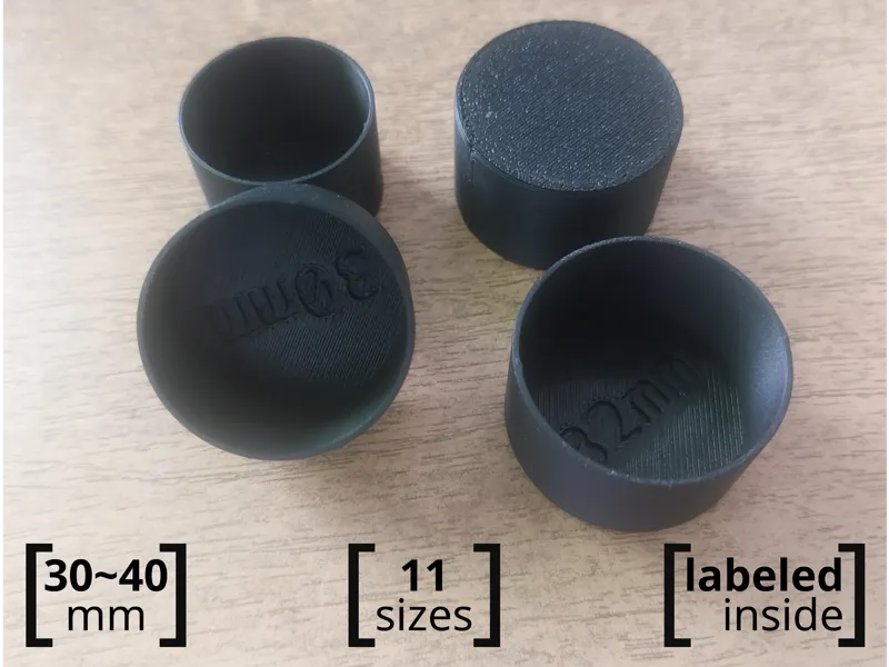 Round Furniture Leg Caps 30-40mm-11 Sizes-Labeled