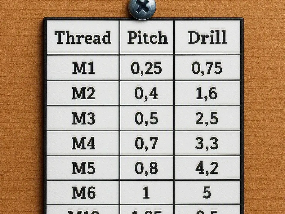 Table for metric thread - Free 3D Print Model - MakerWorld