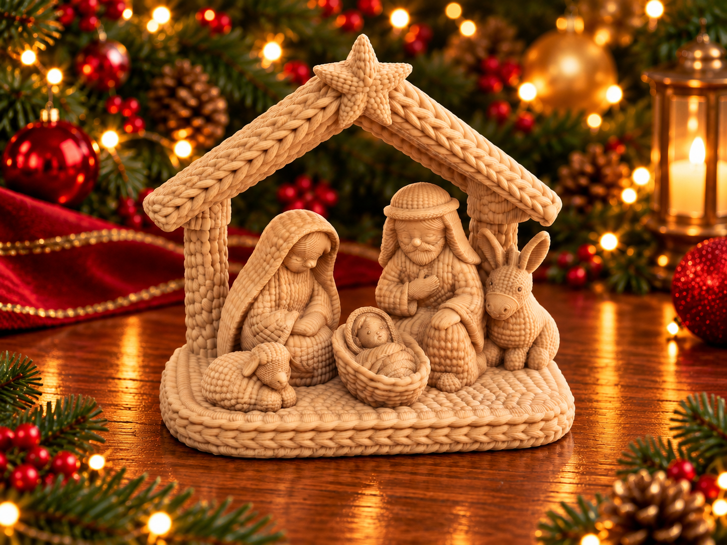 Presépio de Natal com Textura de Crochê - 1