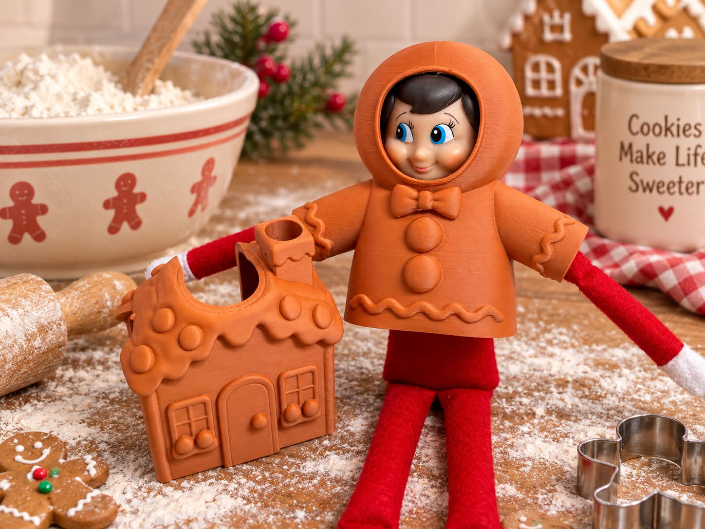 Gingerbread Man and House Elf on the Shelf Costume - 1