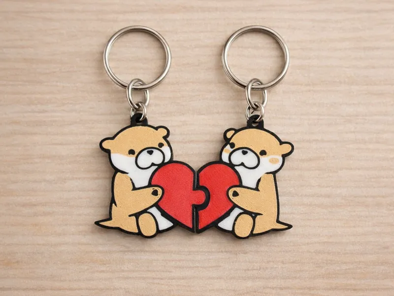 Llaveros Nutrias con Corazón – Set de Pareja