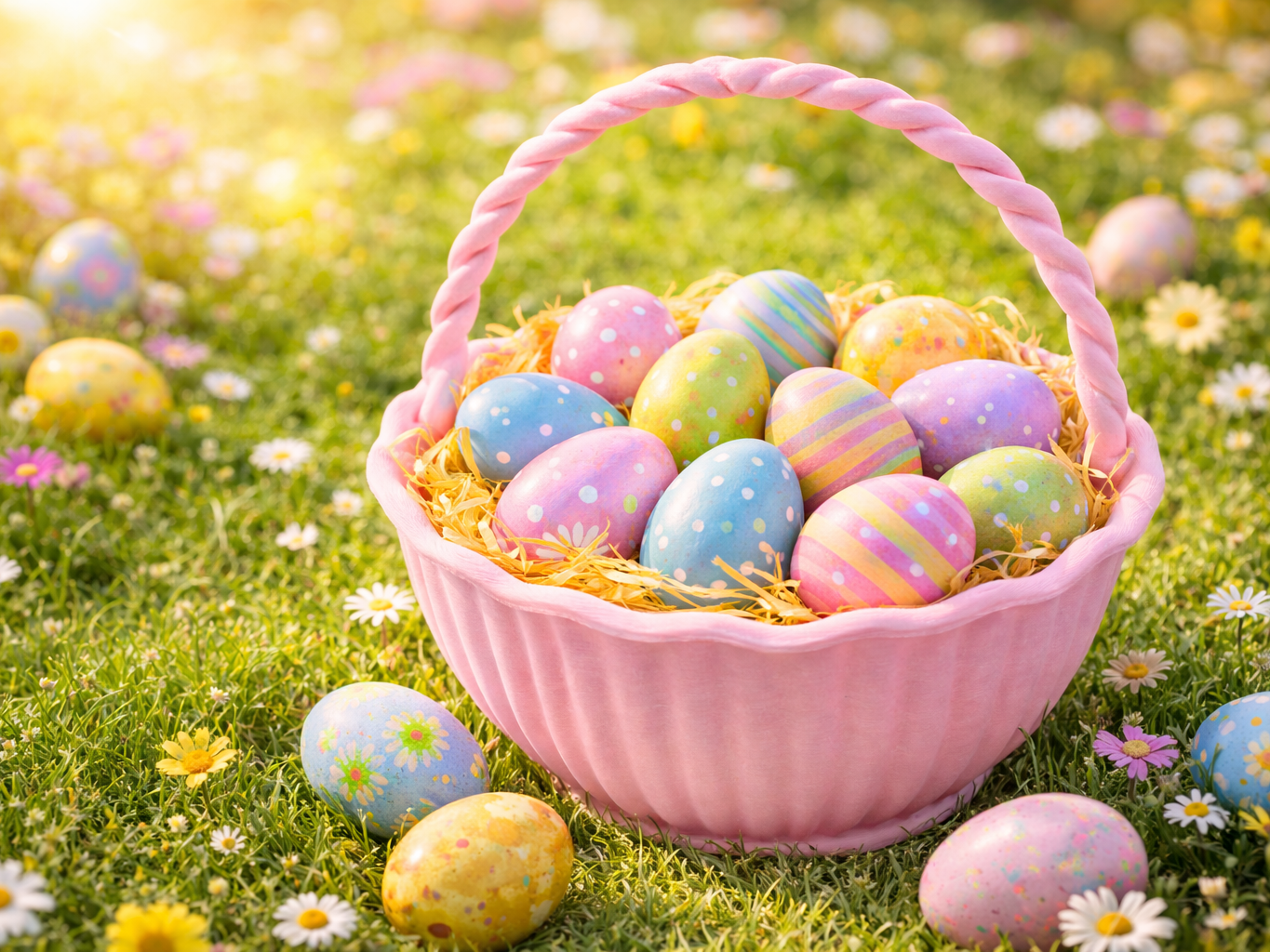 Cute Easter Basket Egg Holder with Handle