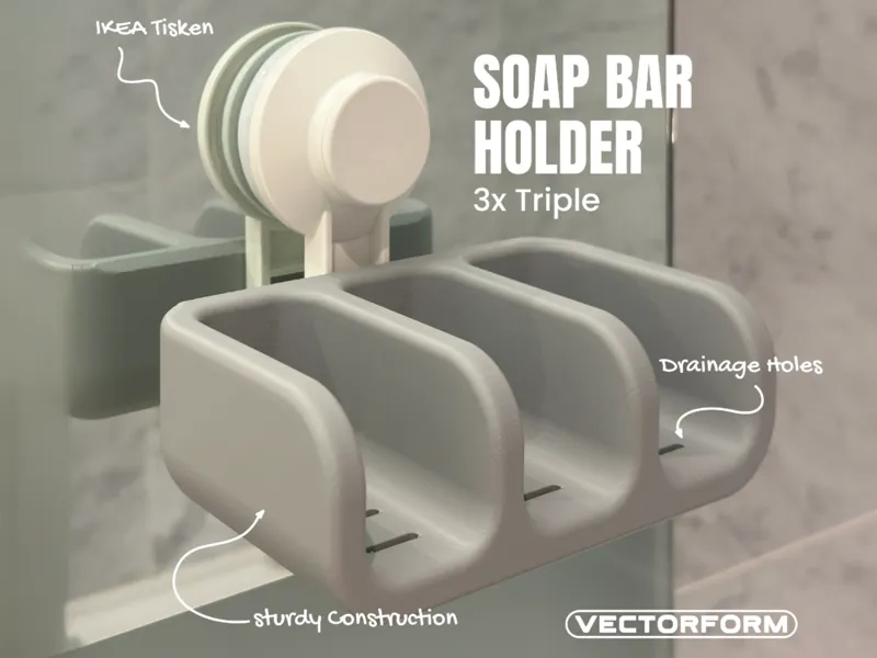 IKEA TISKEN Triple Soap Bar Holder