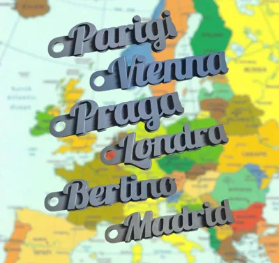 European Capitals City Names Keychain