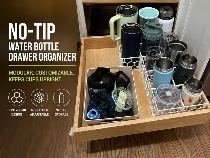 No-Tip Water Bottle Drawer Organizer - Modular