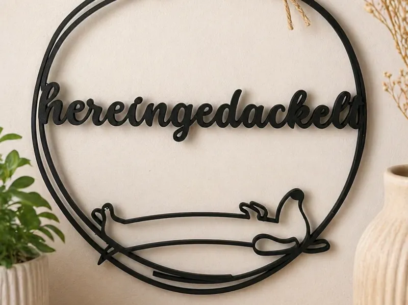 Türschild / Fensterbild "Hereingedackelt"