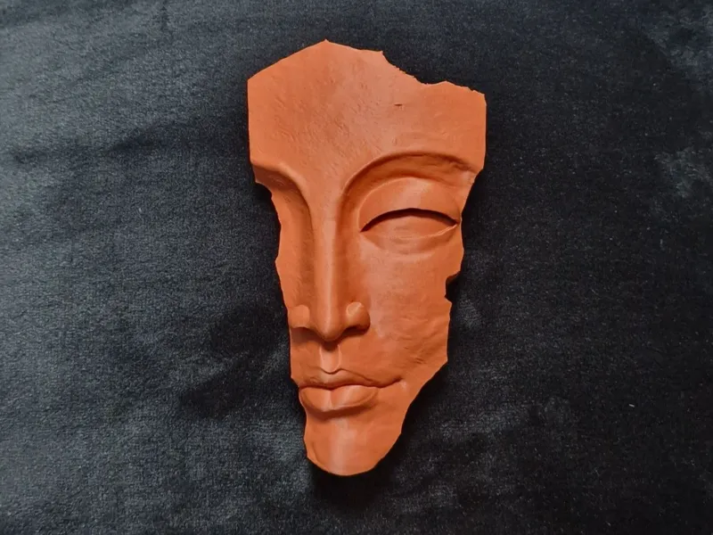 Escultura adorno decorativo Cara Fagmento de barro