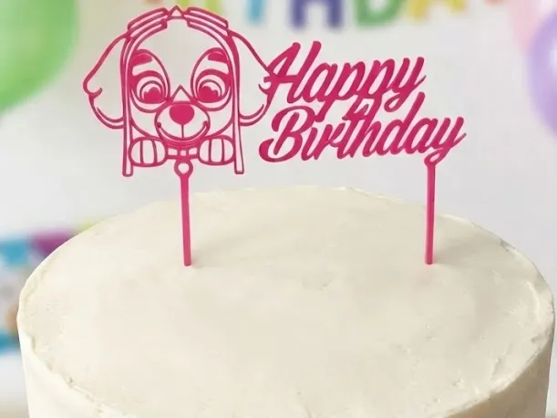 Paw Patrol Skye 1 colour happy birthday cae topper