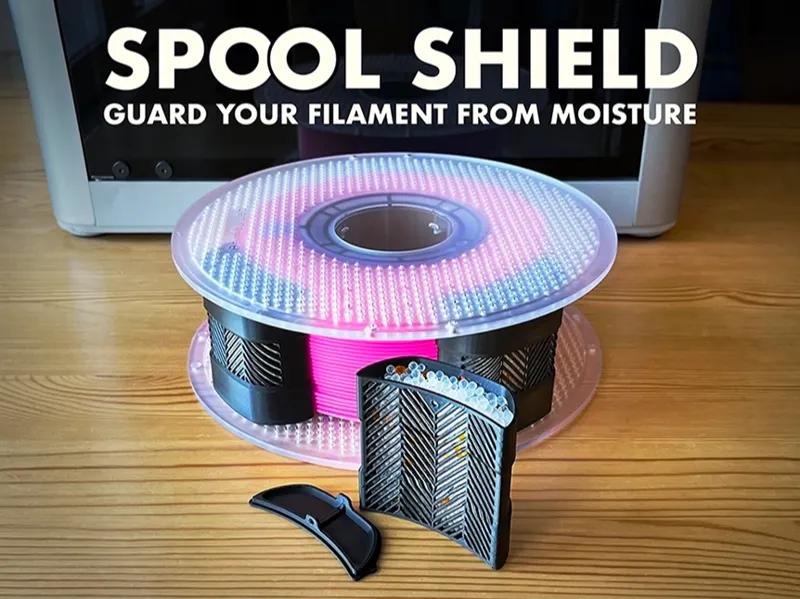 Spool Shield - Filament Spool Desiccant Holder