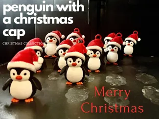 Penguin with a christmas cap