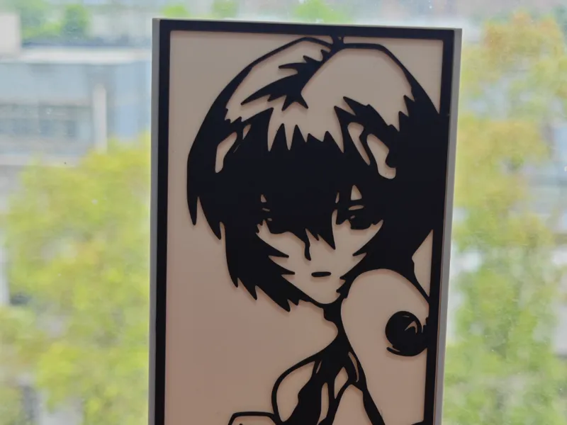 2D art Rei Ayanami with white background plate