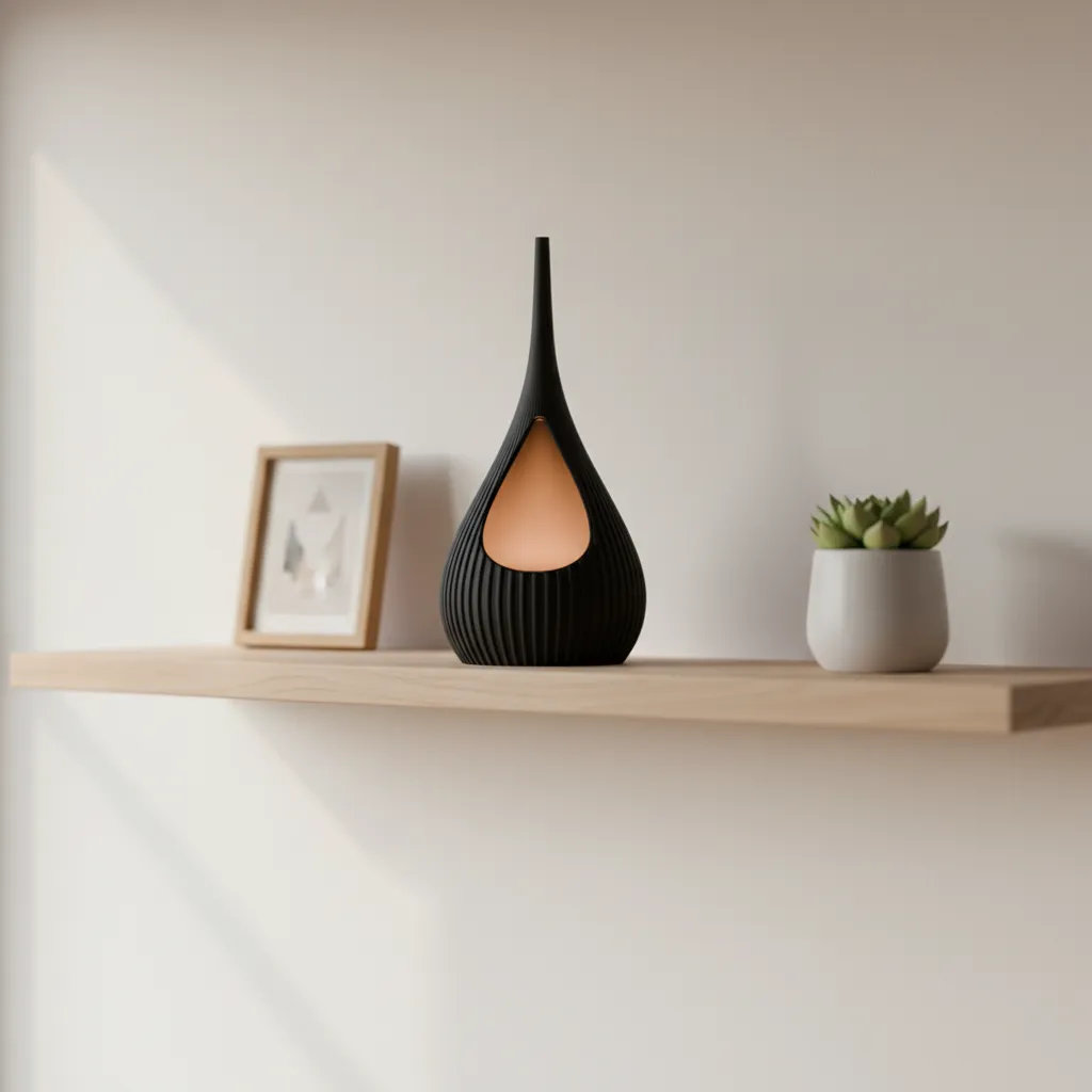 Modern Ribbed Teardrop Shaped Lamp. Bambu Lamp Kit view 4