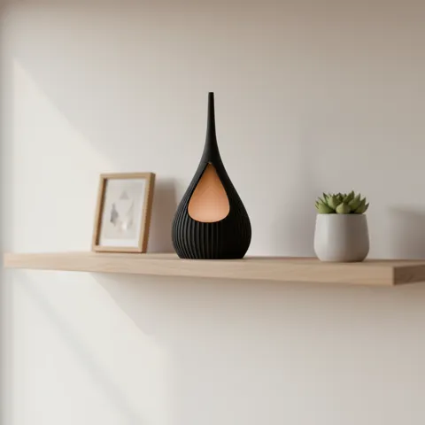 Modern Ribbed Teardrop Shaped Lamp. Bambu Lamp Kit view 4