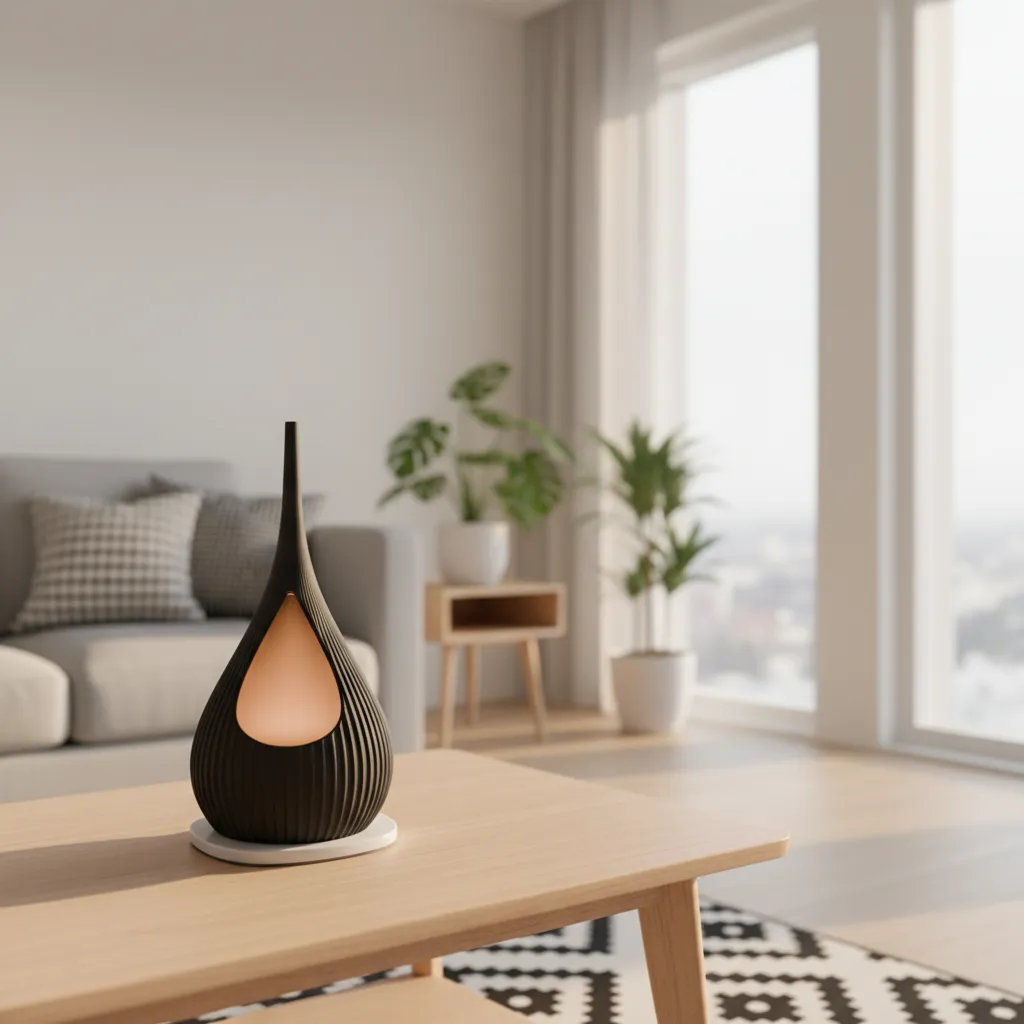 Modern Ribbed Teardrop Shaped Lamp. Bambu Lamp Kit view 3