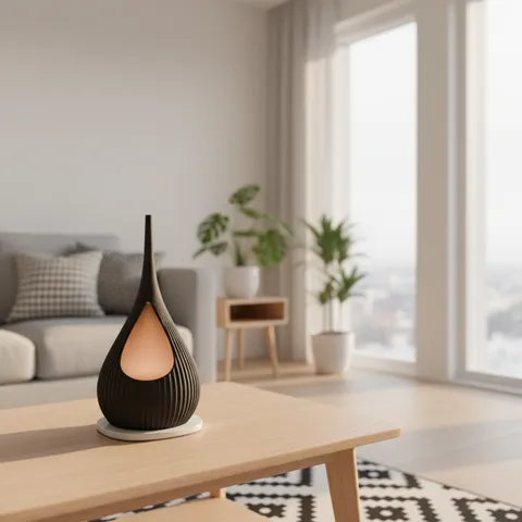 Modern Ribbed Teardrop Shaped Lamp. Bambu Lamp Kit view 3