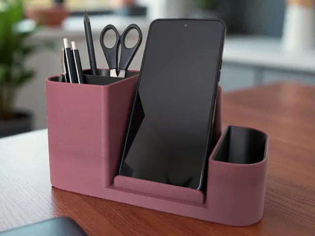 Office Desk Organizer with Integrated Phone Holder
