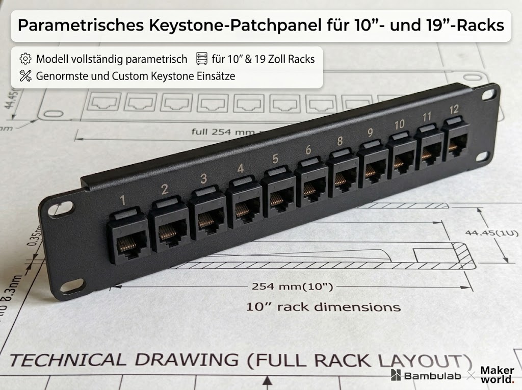 Parametrisches Keystone-Patchpanel für Racks - 1