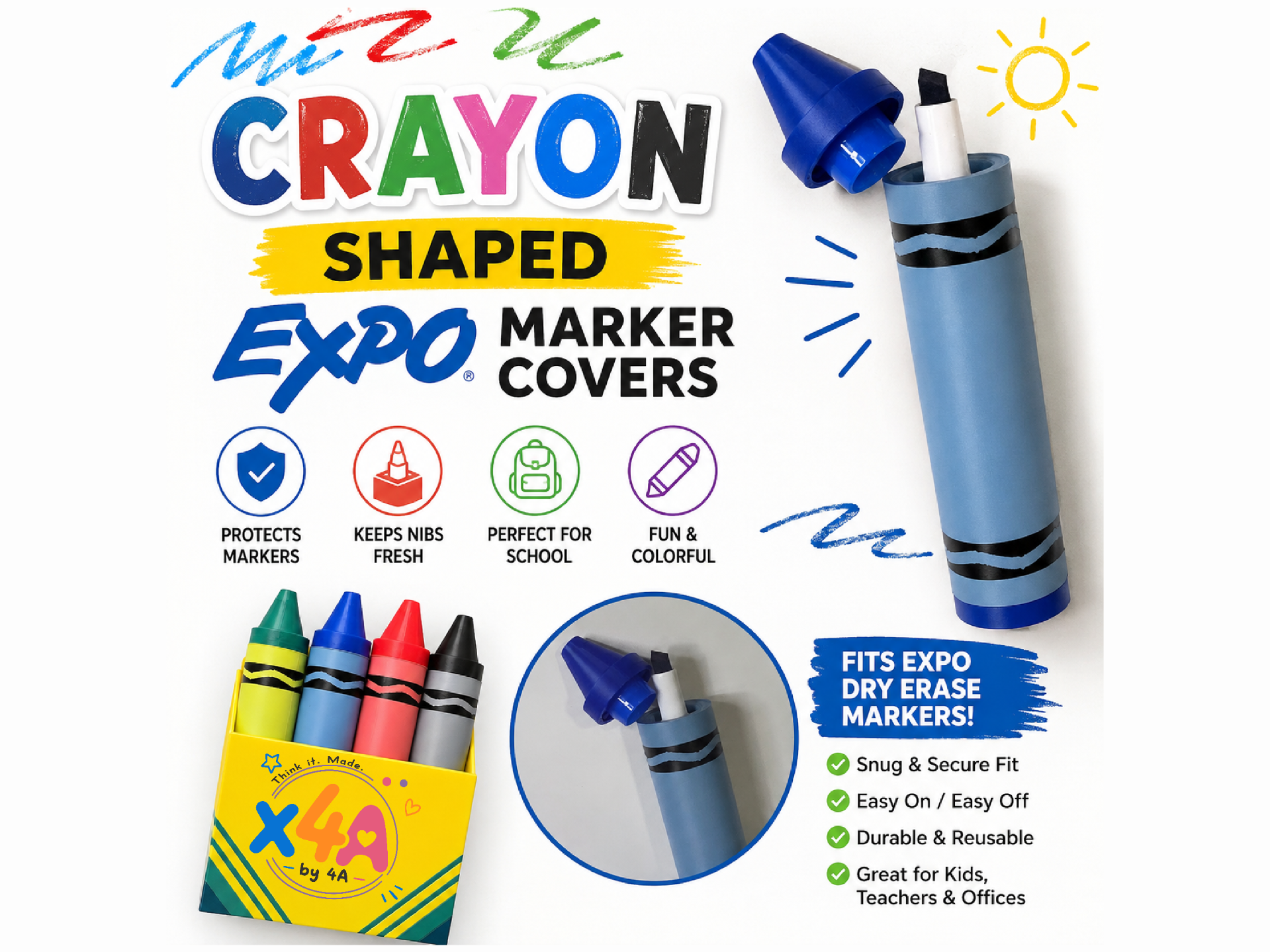 Crayon-Shaped EXPO Marker Cover x4A 3D model