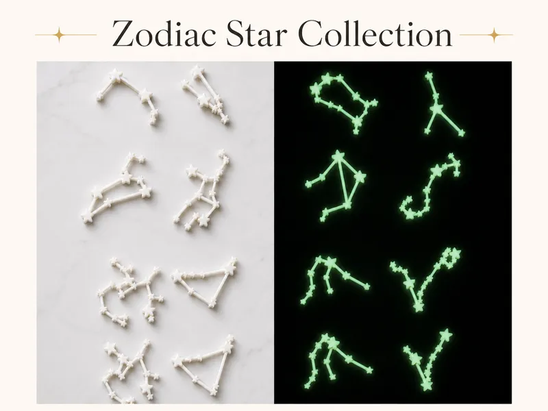 Zodiac Set Star Sign Wall Decor Glow Children Kids